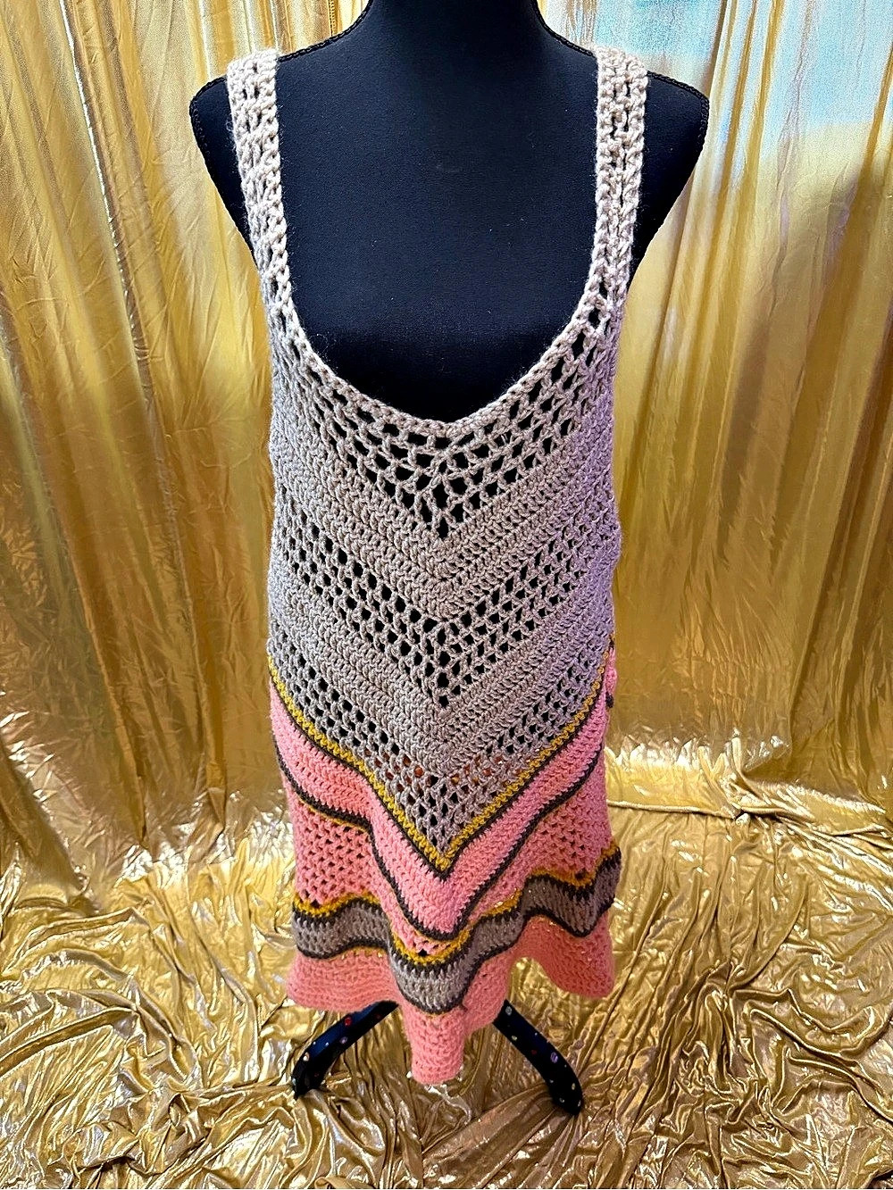 Handmade crochet halter dress medium